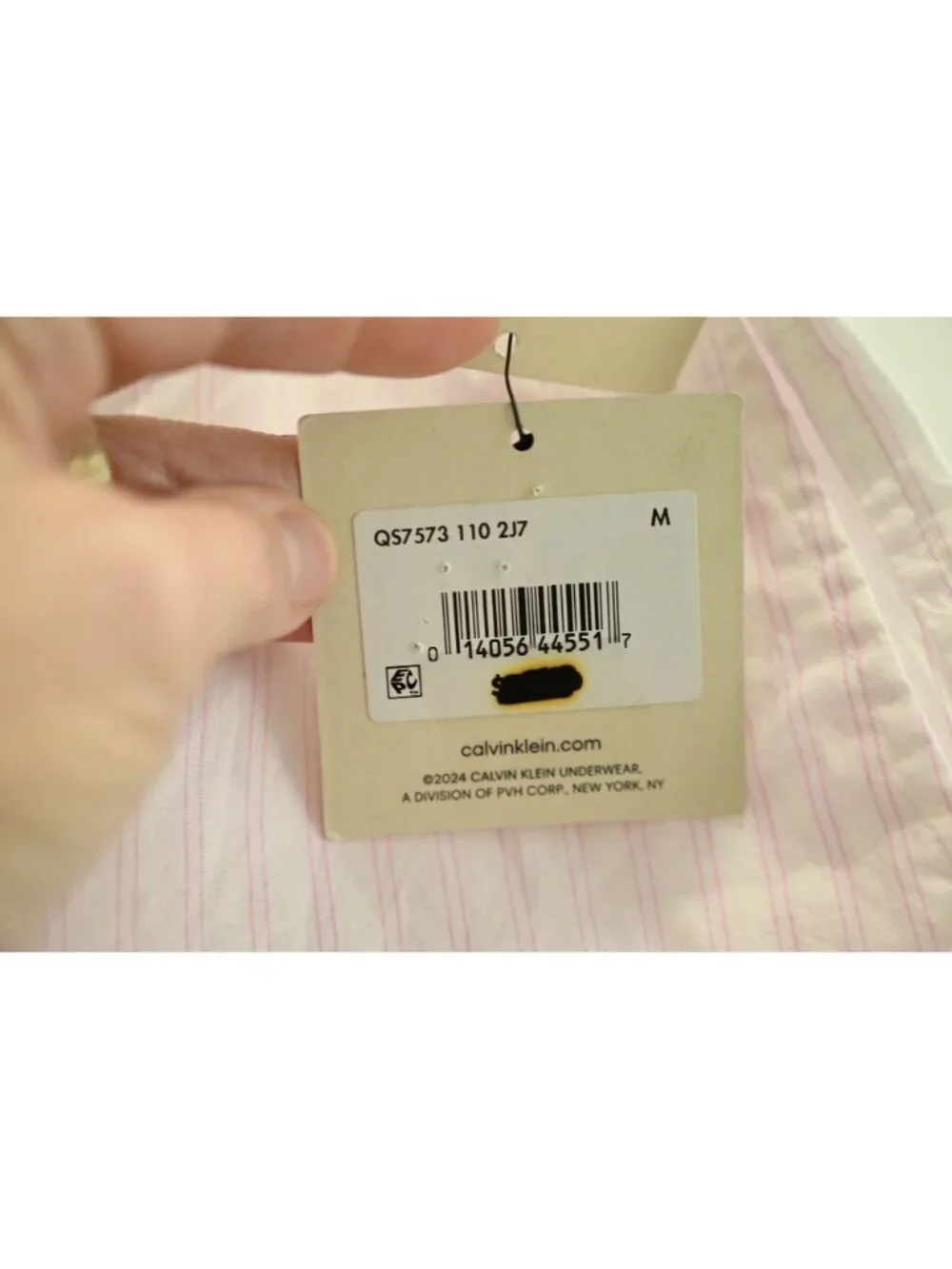 NWT Calvin Klein Cotton Poplin V-Day Shorts Sz M Pink White Striped QS7573